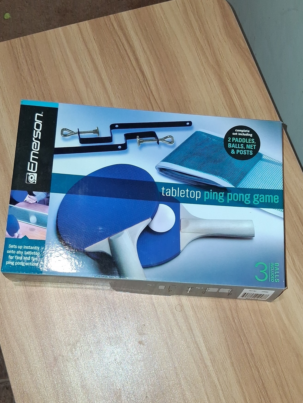 Blue Tabletop Ping Pong Game - Portable Paddle Set